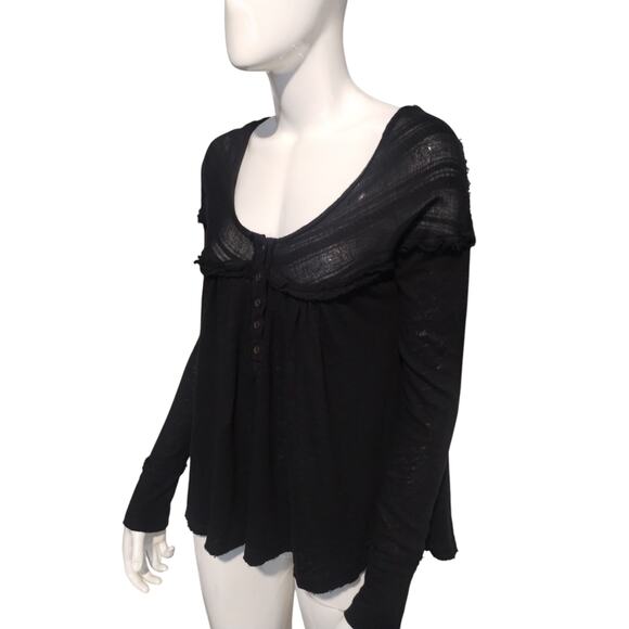 We the Free Down Under Womens size XS Oversized Grungecore Distressed Henley Top - Picture 7 of 12